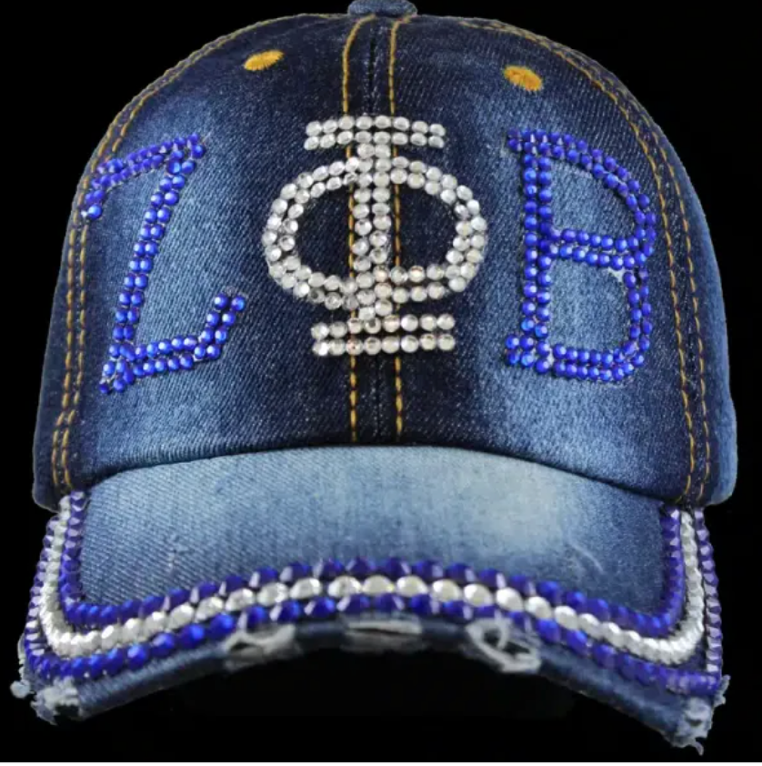 Zeta Phi Beta Rhinestone Denim Hat